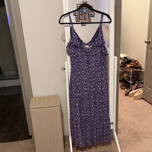 Francesca's Collections Purple Floral Midi Dress